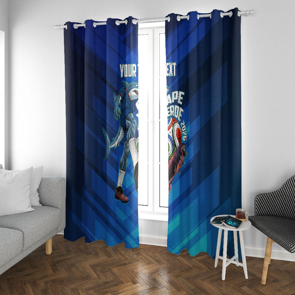 Personalized Cape Verde Football Window Curtain Blue Shark Mascot Cabo Verdean - Gradient Art