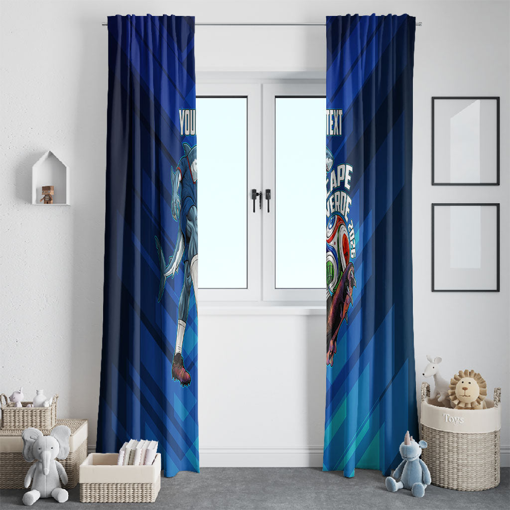 Personalized Cape Verde Football Window Curtain Blue Shark Mascot Cabo Verdean - Gradient Art