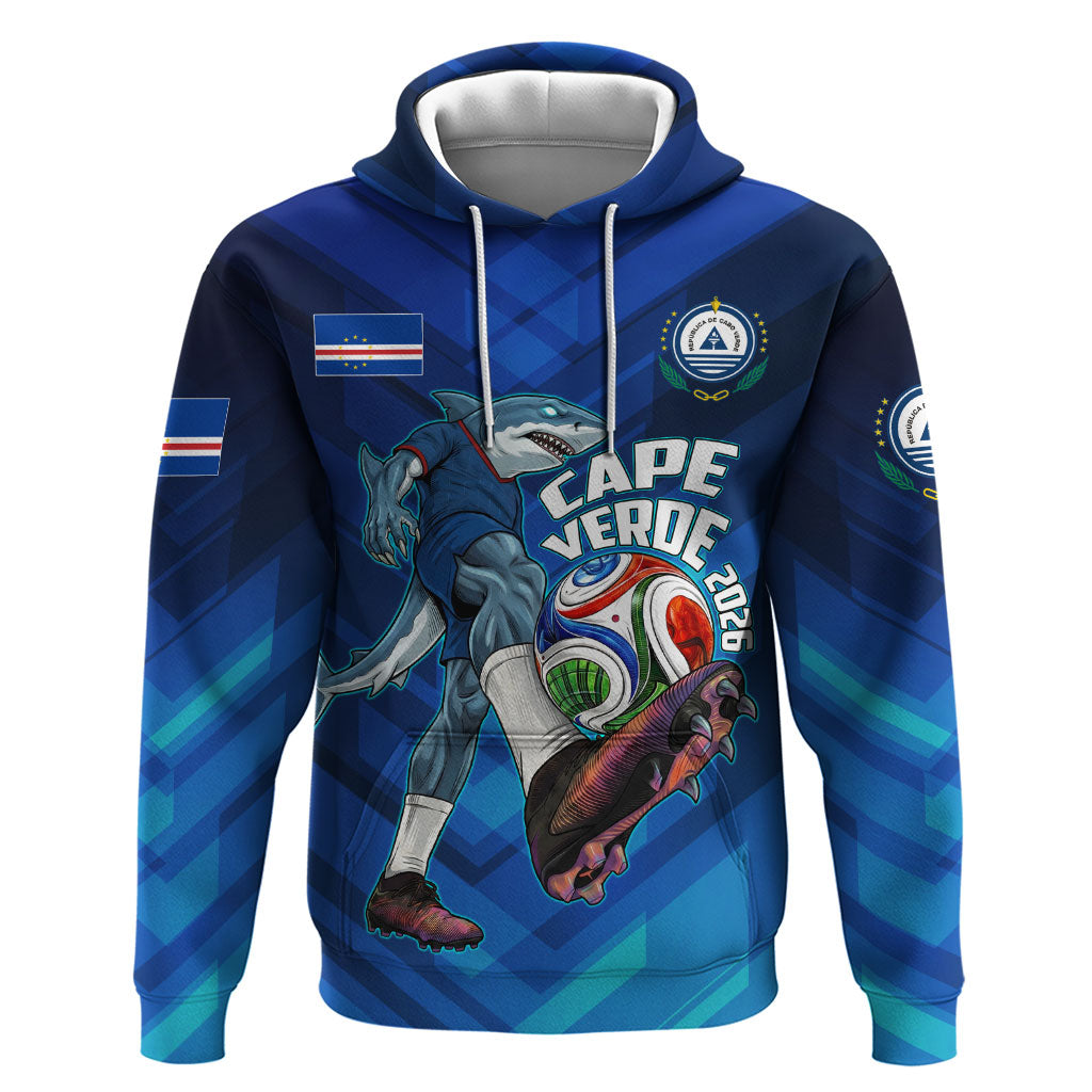 Personalized Cape Verde Football Zip Hoodie Blue Shark Mascot Cabo Verdean - Gradient Art
