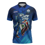 Personalized Cape Verde Football Zipper Polo Shirt Blue Shark Mascot Cabo Verdean - Gradient Art