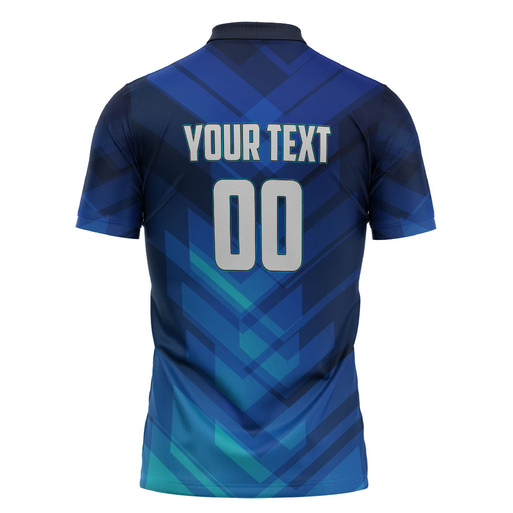 Personalized Cape Verde Football Zipper Polo Shirt Blue Shark Mascot Cabo Verdean - Gradient Art