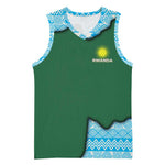 Rwanda Basketball Jersey with Green Nature Map Waterfall Sunburst Spirit TS04