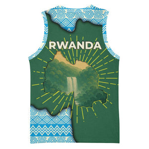Rwanda Basketball Jersey with Green Nature Map Waterfall Sunburst Spirit TS04
