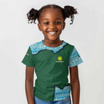 Rwanda Kid T shirt with Green Nature Map Waterfall Sunburst Spirit