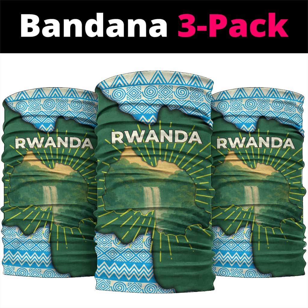 Rwanda Neck Gaiter Green Nature Map Waterfall Sunburst Spirit TS04