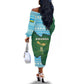 Rwanda Off The Shoulder Long Sleeve Dress with Green Nature Map Waterfall Sunburst Spirit