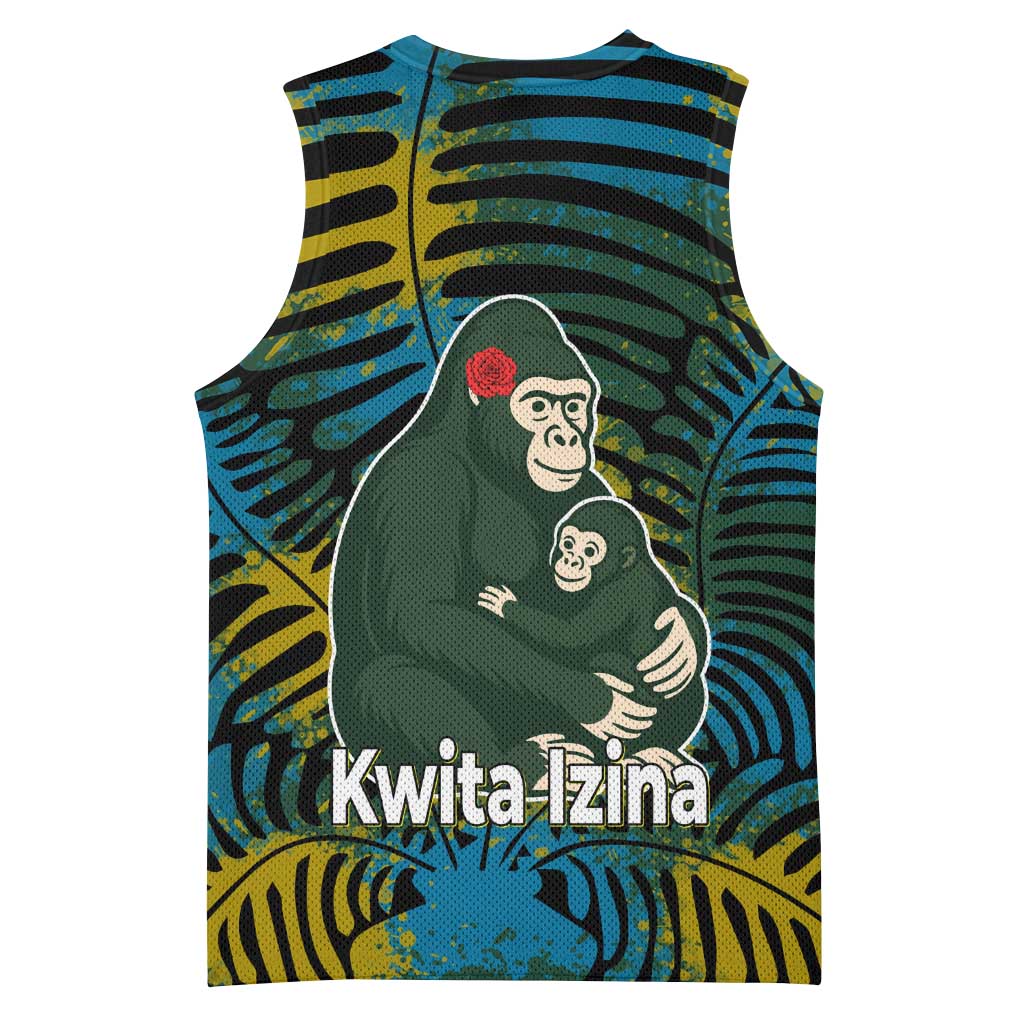 Rwanda Basketball Jersey with Gorilla Family Kwita Izina Leaf Jungle Spirit TS04