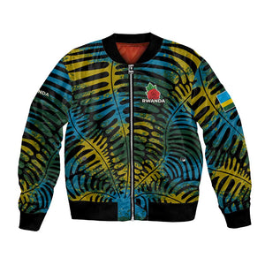 Rwanda Bomber Jacket with Gorilla Family Kwita Izina Leaf Jungle Spirit