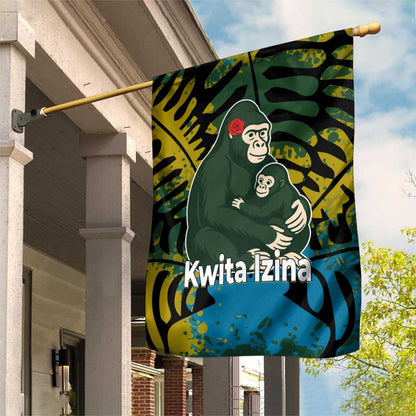 Rwanda Garden Flag with Gorilla Family Kwita Izina Leaf Jungle Spirit