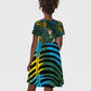 Rwanda Kid Short Sleeve Dress with Gorilla Family Kwita Izina Leaf Jungle Spirit