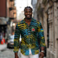 Rwanda Long Sleeve Button Shirt with Gorilla Family Kwita Izina Leaf Jungle Spirit