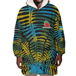 Rwanda Wearable Blanket Hoodie with Gorilla Family Kwita Izina Leaf Jungle Spirit