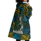 Rwanda Wearable Blanket Hoodie with Gorilla Family Kwita Izina Leaf Jungle Spirit