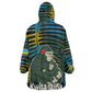 Rwanda Wearable Blanket Hoodie with Gorilla Family Kwita Izina Leaf Jungle Spirit