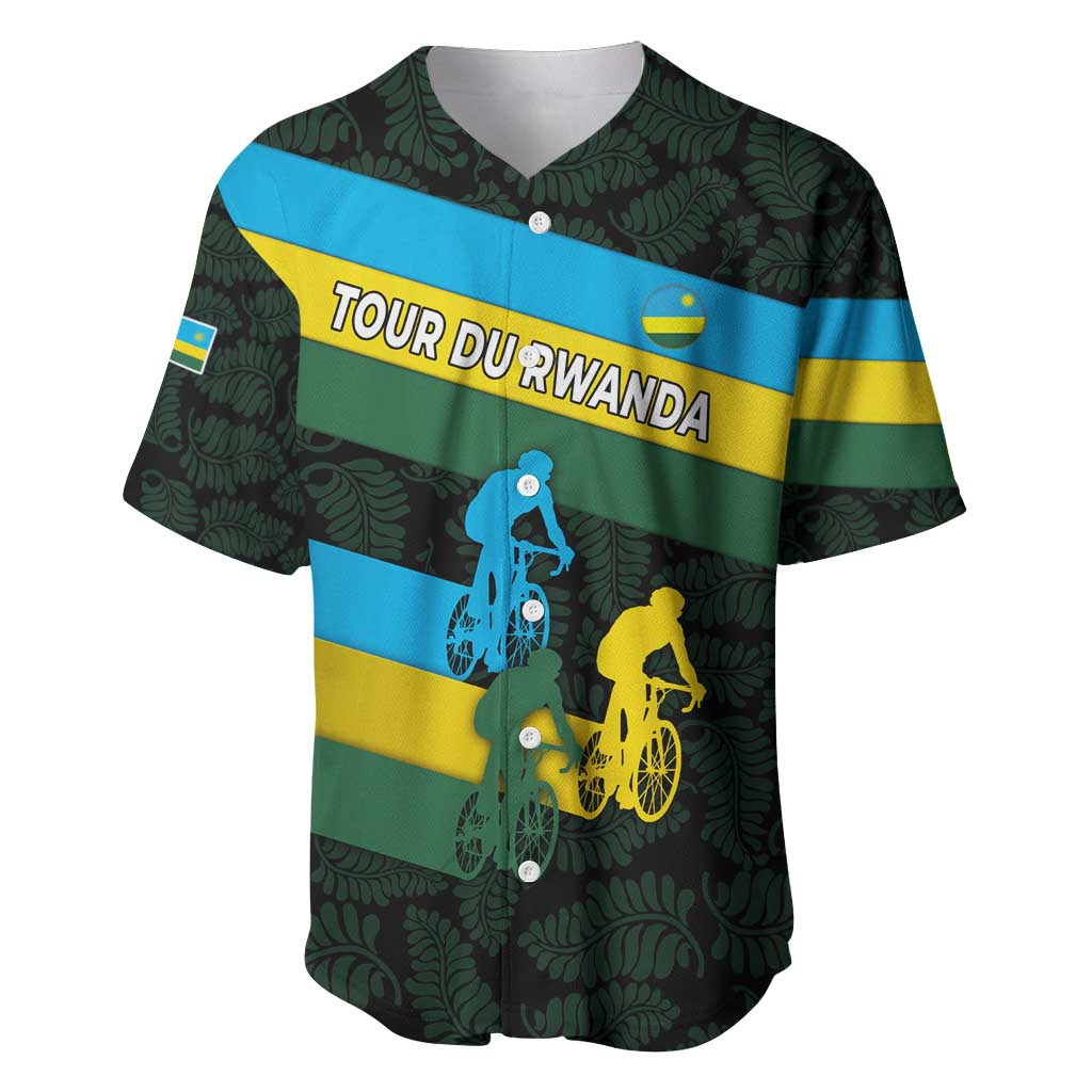 Rwanda Baseball Jersey with Tour du Rwanda Cycling Race Flag Stripe Spirit