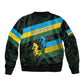 Rwanda Bomber Jacket with Tour du Rwanda Cycling Race Flag Stripe Spirit