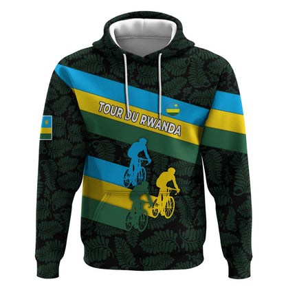 Rwanda Hoodie with Tour du Rwanda Cycling Race Flag Stripe Spirit