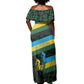 Rwanda Off Shoulder Maxi Dress with Tour du Rwanda Cycling Race Flag Stripe Spirit