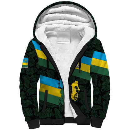 Rwanda Sherpa Hoodie with Tour du Rwanda Cycling Race Flag Stripe Spirit