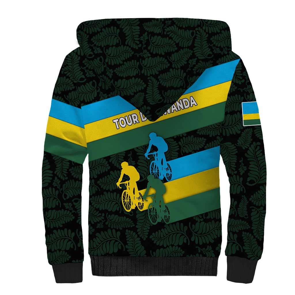 Rwanda Sherpa Hoodie with Tour du Rwanda Cycling Race Flag Stripe Spirit