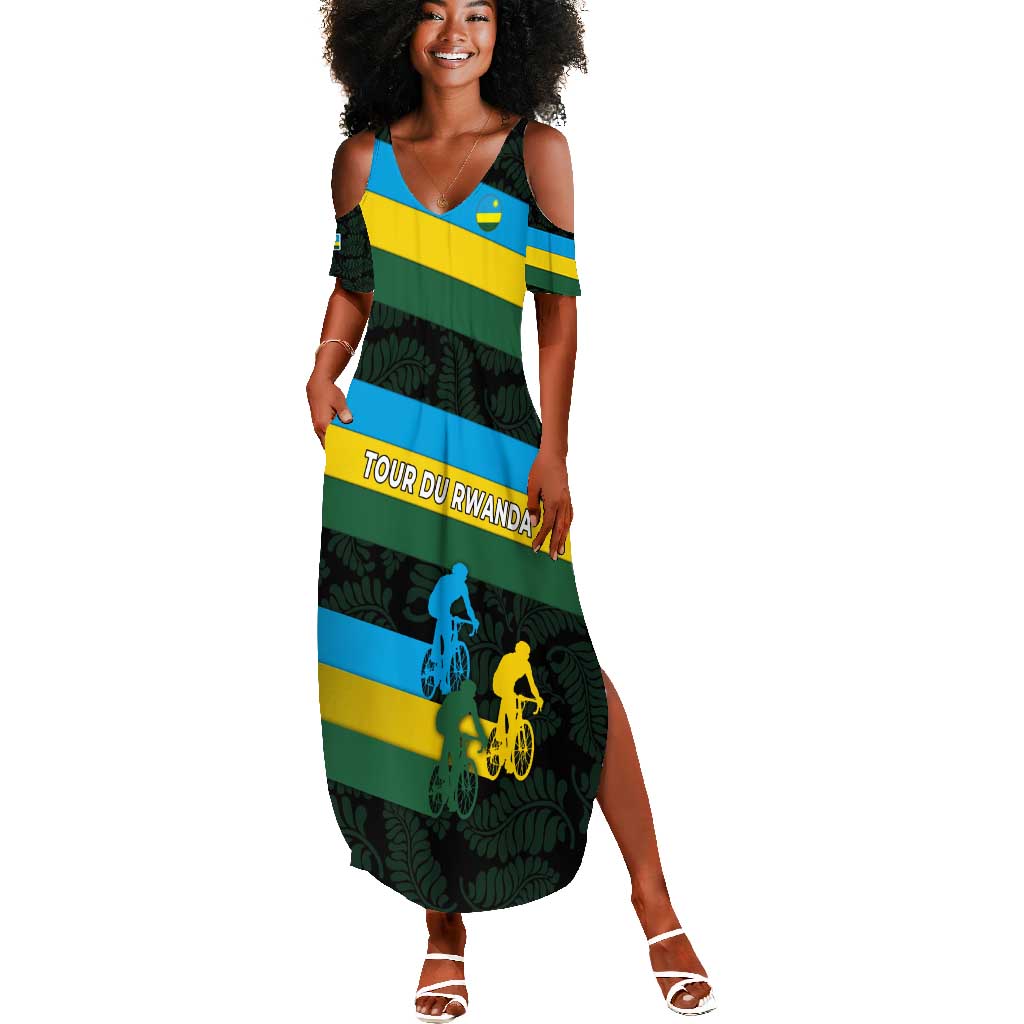 Rwanda Summer Maxi Dress with Tour du Rwanda Cycling Race Flag Stripe Spirit