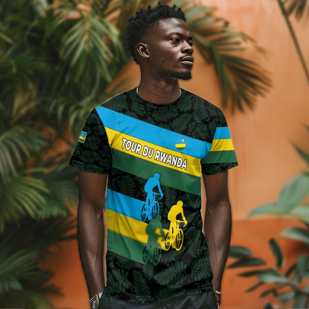 Rwanda T shirt with Tour du Rwanda Cycling Race Flag Stripe Spirit