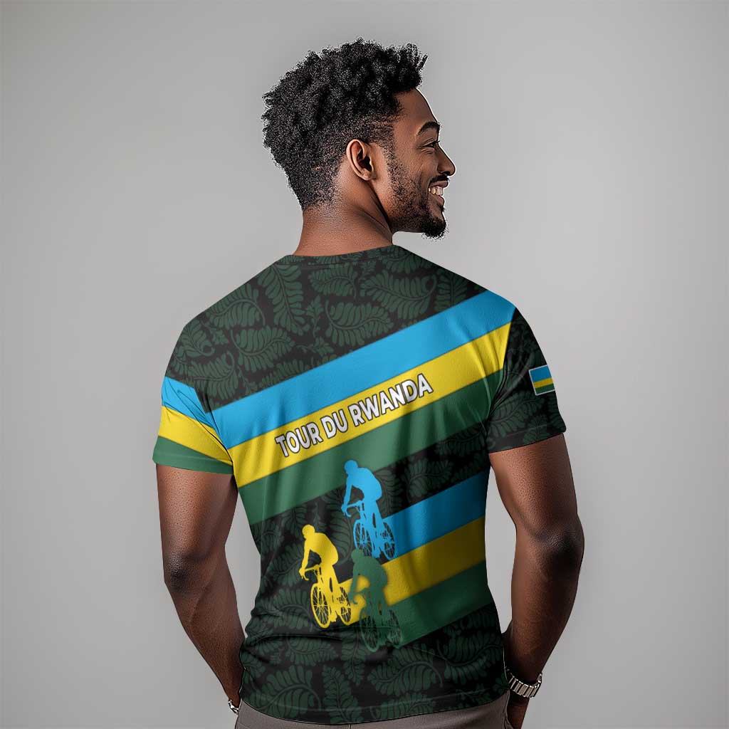 Rwanda T shirt with Tour du Rwanda Cycling Race Flag Stripe Spirit
