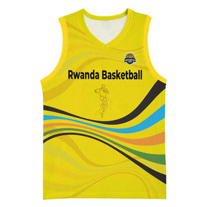 Rwanda Basketball Jersey with Basketball League Court Hoop Yellow Wave Spirit TS04