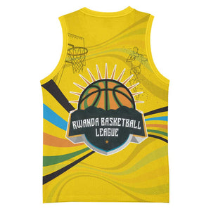 Rwanda Basketball Jersey with Basketball League Court Hoop Yellow Wave Spirit TS04