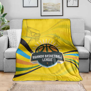 Rwanda Blanket with Basketball League Court Hoop Yellow Wave Spirit