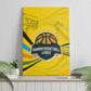 Rwanda Canvas Wall Art with Basketball League Court Hoop Yellow Wave Spirit
