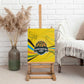 Rwanda Canvas Wall Art with Basketball League Court Hoop Yellow Wave Spirit
