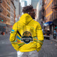 Rwanda Hoodie with Basketball League Court Hoop Yellow Wave Spirit