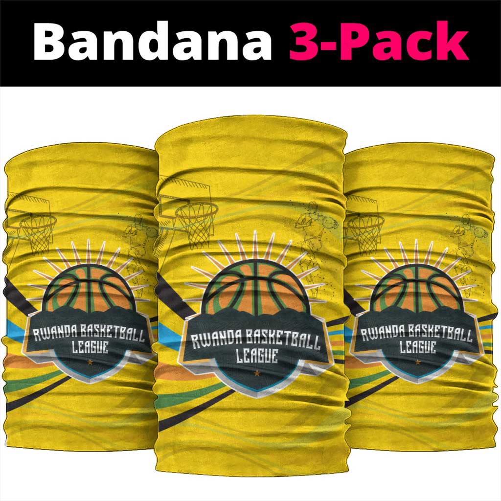Rwanda Neck Gaiter Basketball League Court Hoop Yellow Wave Spirit TS04