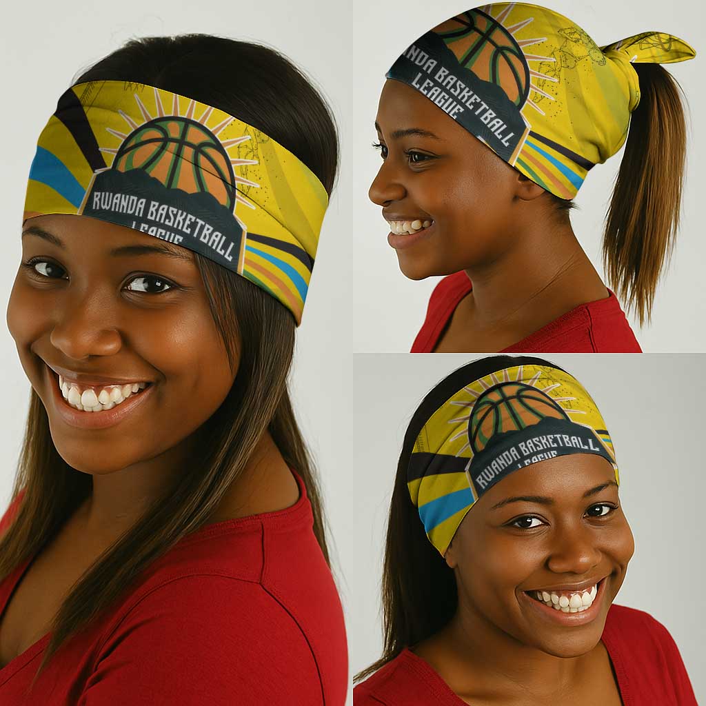 Rwanda Neck Gaiter Basketball League Court Hoop Yellow Wave Spirit TS04