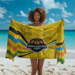 Rwanda Sarong with Basketball League Court Hoop Yellow Wave Spirit