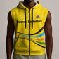 Rwanda Sleeveless Zip Hoodie with Basketball League Court Hoop Yellow Wave Spirit - African Pride