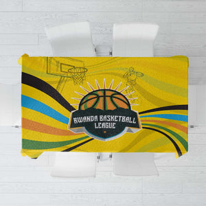 Rwanda Tablecloth with Basketball League Court Hoop Yellow Wave Spirit