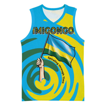 Rwanda Basketball Jersey with Imigongo Spiraling Flag Hand Wave Time Spirit TS04