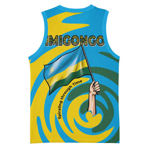 Rwanda Basketball Jersey with Imigongo Spiraling Flag Hand Wave Time Spirit TS04