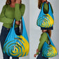 Rwanda Grocery Bag with Imigongo Spiraling Flag Hand Wave Time Spirit