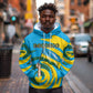 Rwanda Hoodie with Imigongo Spiraling Flag Hand Wave Time Spirit