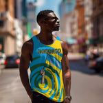 Rwanda Men Tank Top with Imigongo Spiraling Flag Hand Wave Time Spirit