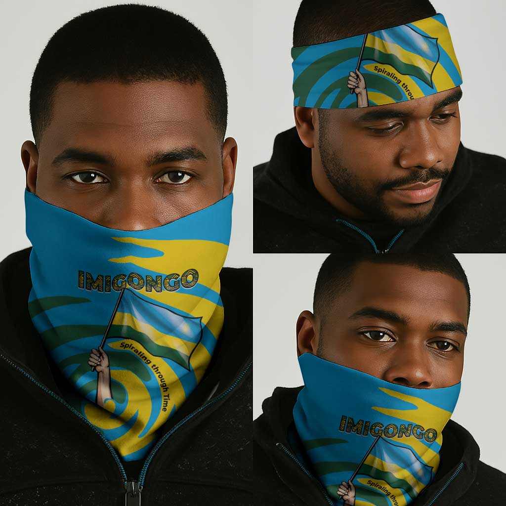 Rwanda Neck Gaiter Imigongo Spiraling Flag Hand Wave Time Spirit TS04