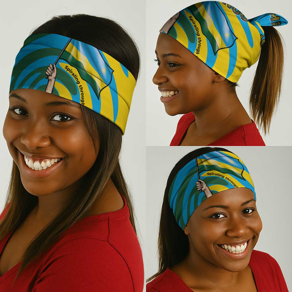 Rwanda Neck Gaiter Imigongo Spiraling Flag Hand Wave Time Spirit TS04