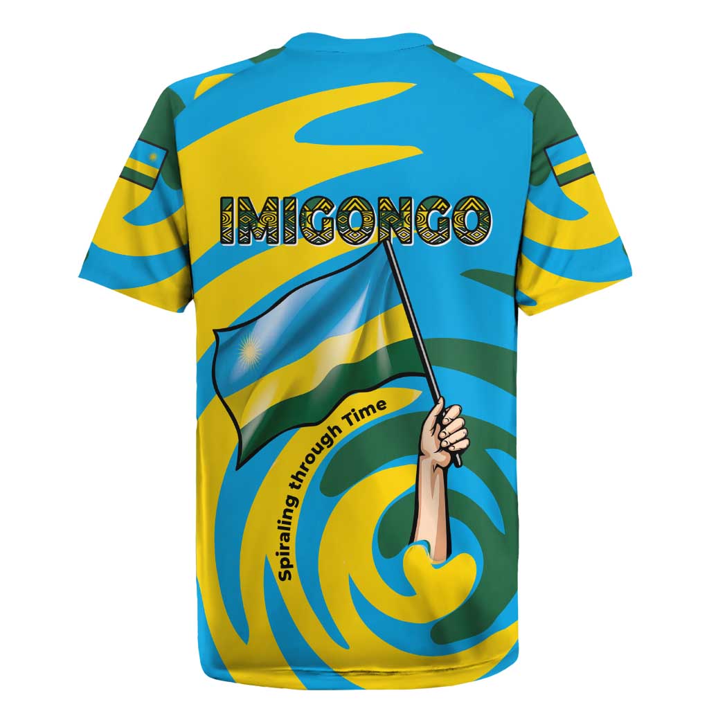 Rwanda Rugby Jersey with Imigongo Spiraling Flag Hand Wave Time Spirit