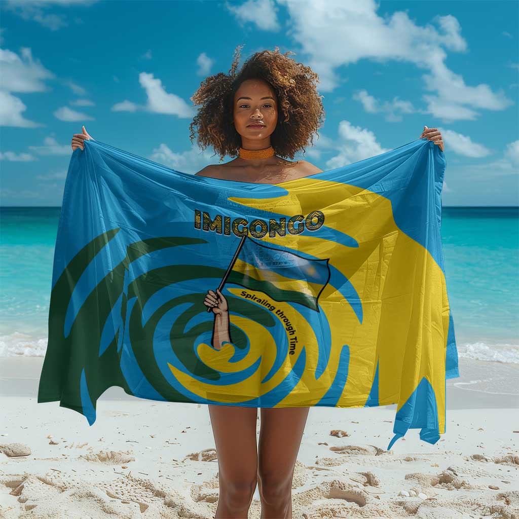Rwanda Sarong with Imigongo Spiraling Flag Hand Wave Time Spirit