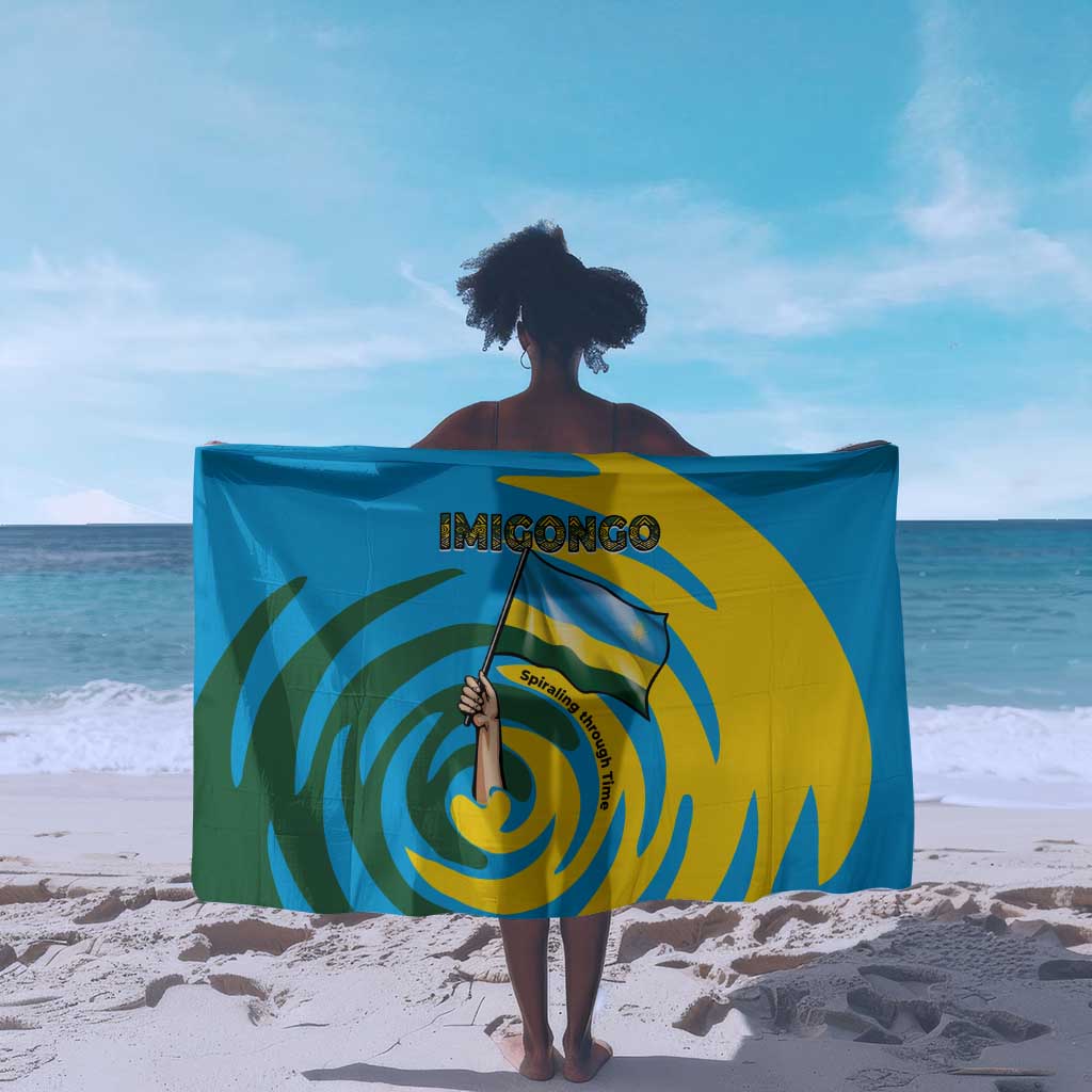 Rwanda Sarong with Imigongo Spiraling Flag Hand Wave Time Spirit