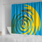 Rwanda Shower Curtain with Imigongo Spiraling Flag Hand Wave Time Spirit