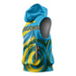 Rwanda Sleeveless Hoodie with Imigongo Spiraling Flag Hand Wave Time Spirit - African Pride